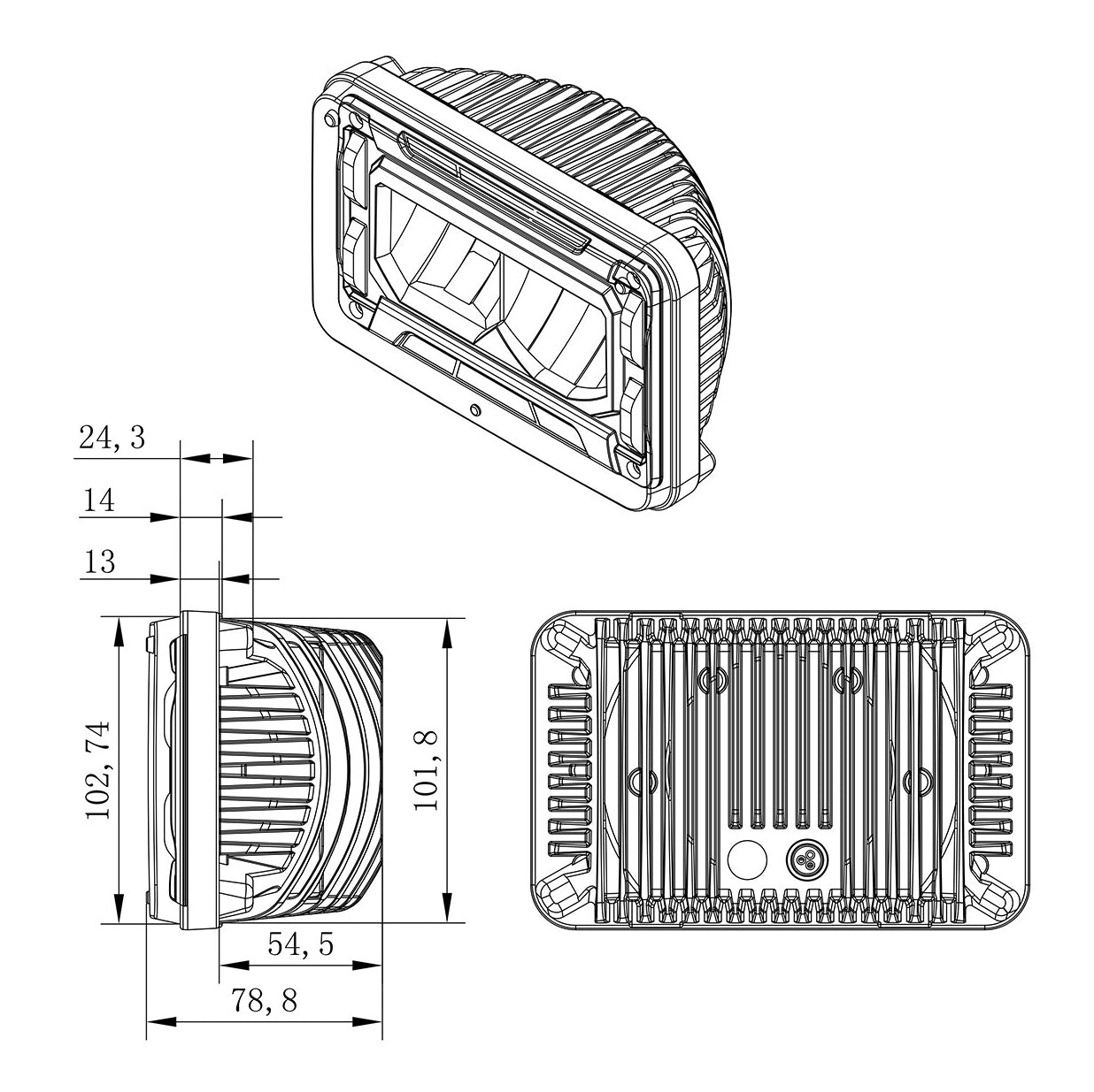 DOT/SAE 4x6 Sealed Beam Replacement LED Headlight (High Beam), 10-20197